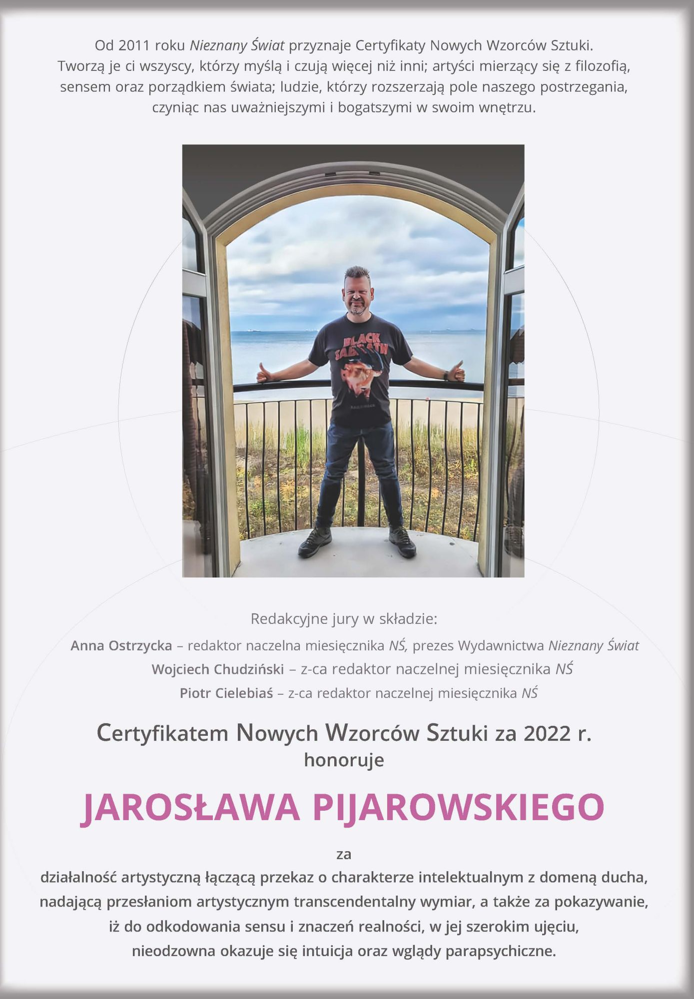 Certyfikat Nowych Wzorców Sztuki za 2022 r.