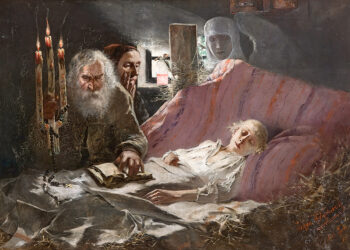 Wizyta znachora na obrazie Lucjana Wędrychowskiego (1894). Fot. domena publiczna