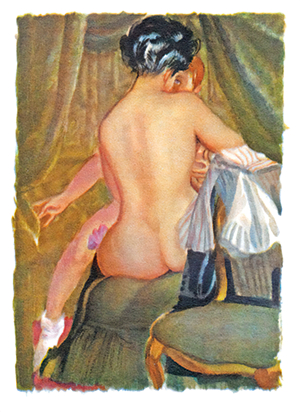 Akwarela Gastona de Sainte-Croix (1947). Ilustracja skomplikowanych ścieżek ewolucji miłości,  o wiele bardziej złożonych, niż to się powszechnie zakłada, ujawniająca jej ukryte uwarunkowania i dwuznaczności. Fot. domena publiczna