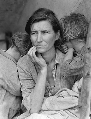 „Migrująca matka” – zdjęcie Dorothei Lange, które stało się symbolem wielkiego kryzysu ekonomicznego z lat 30. ub. w. Fot. D. Lange, domena publiczna