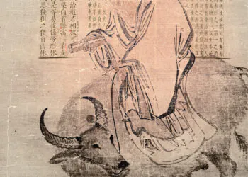 Laozi podróżujący na wole. Rysunek z czasów dynastii Ming. Ryc. domena publiczna